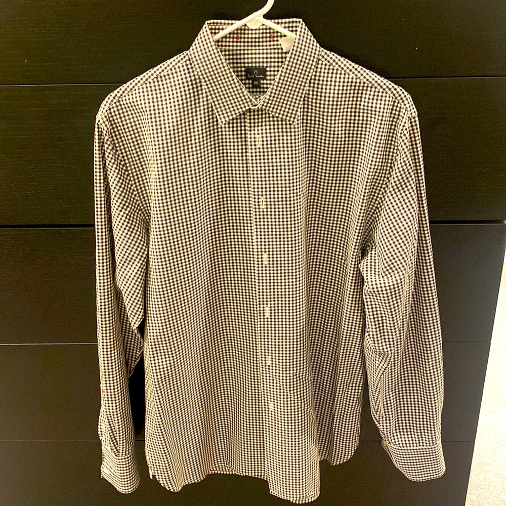 Men’s Paul Smith Checked Button Down Short - Black and White - M